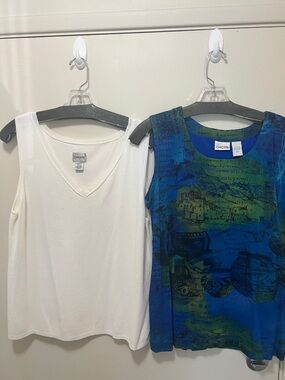 Chico's Blue and Green Printed Sleeveless Tank